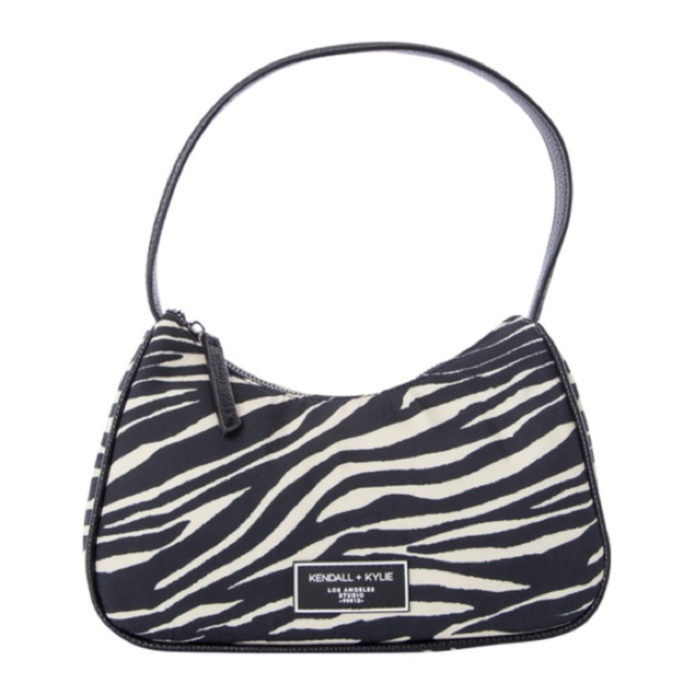 kendall + kylie baguette shape zebra shoulder bag